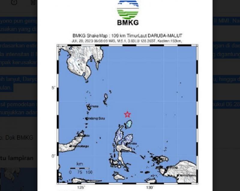 Gempa M5 4 Guncang Malut Dipicu Aktivitas Deformasi Dalam Lempeng